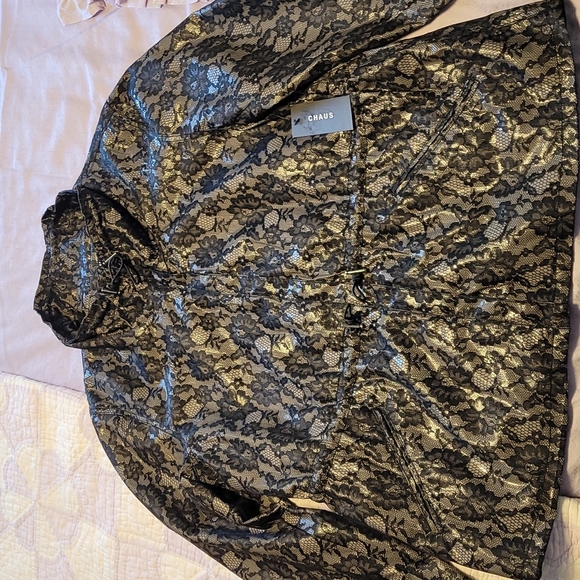 Chaus Roman Holiday vintage lace rain jacket waterproof size L - Picture 9 of 14